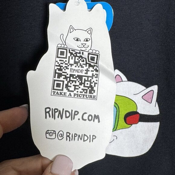 RIPNDIP Lord Nermal Long Sleeve Tee black Men's size medium Cat Graphic Shirt - Picture 10 of 12